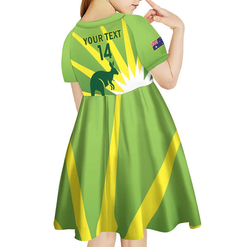 Custom Australia Cricket Kid Short Sleeve Dress Go Champions Aussies