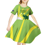 Custom Australia Cricket Kid Short Sleeve Dress Go Champions Aussies