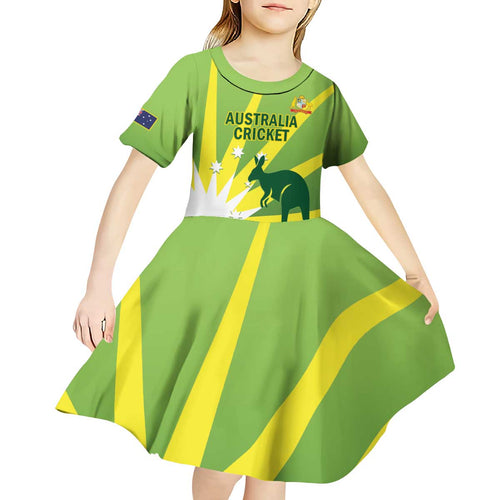 Custom Australia Cricket Kid Short Sleeve Dress Go Champions Aussies