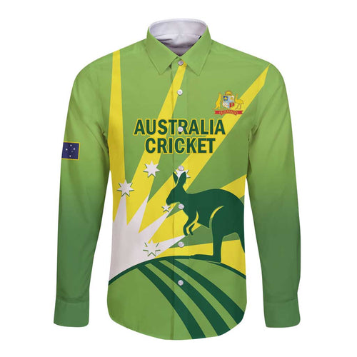 Custom Australia Cricket Long Sleeve Button Shirt Go Champions Aussies