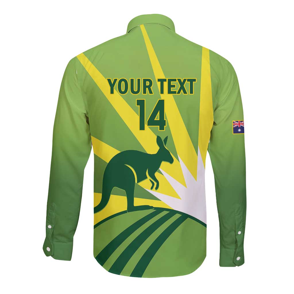 Custom Australia Cricket Long Sleeve Button Shirt Go Champions Aussies