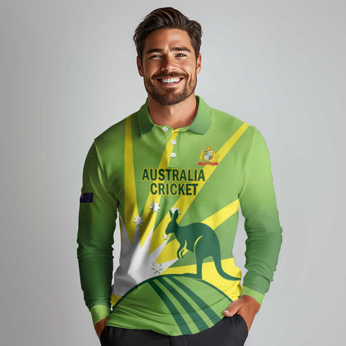 Custom Australia Cricket Long Sleeve Polo Shirt Go Champions Aussies