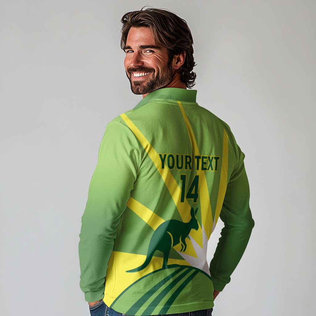 Custom Australia Cricket Long Sleeve Polo Shirt Go Champions Aussies