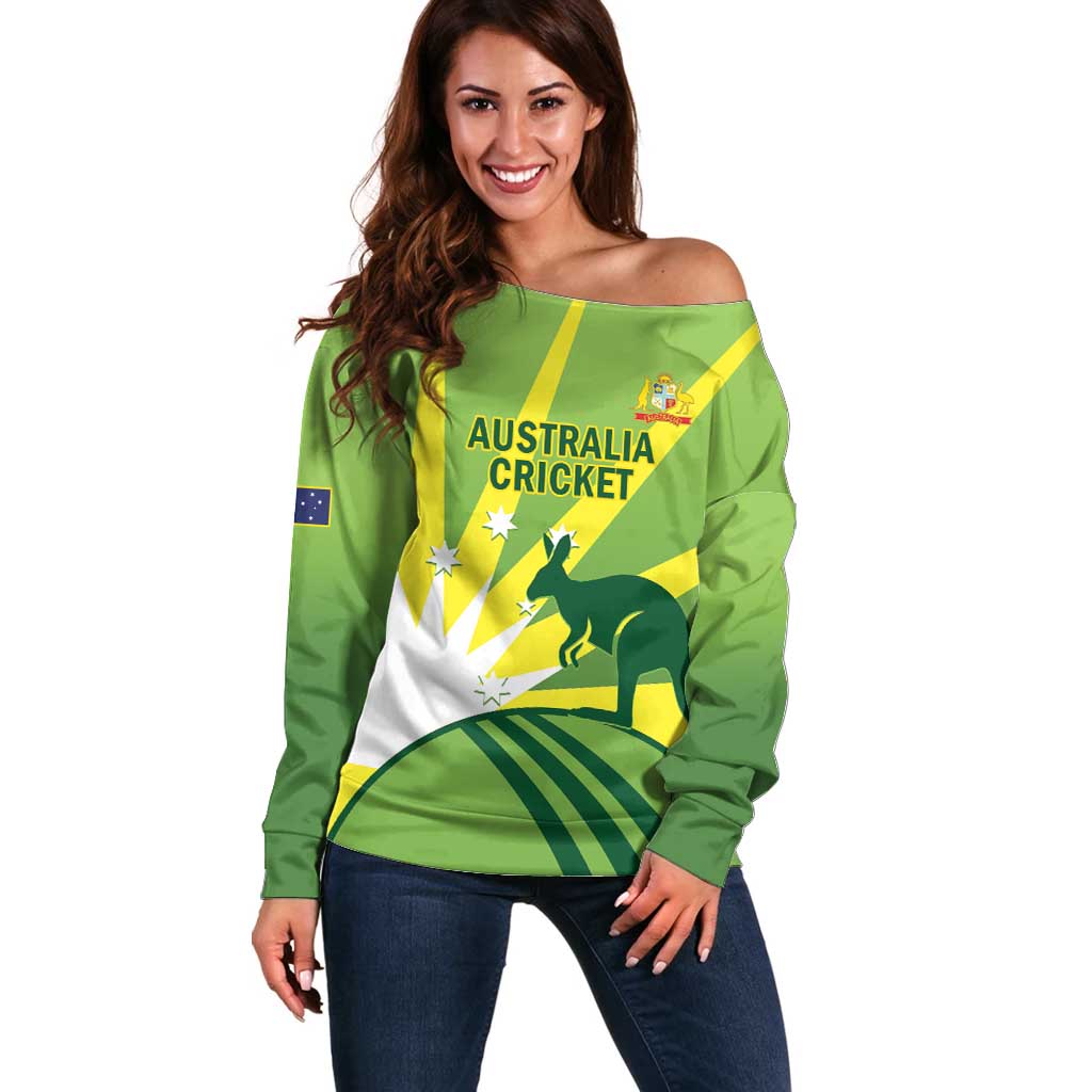 Custom Australia Cricket Off Shoulder Sweater Go Champions Aussies