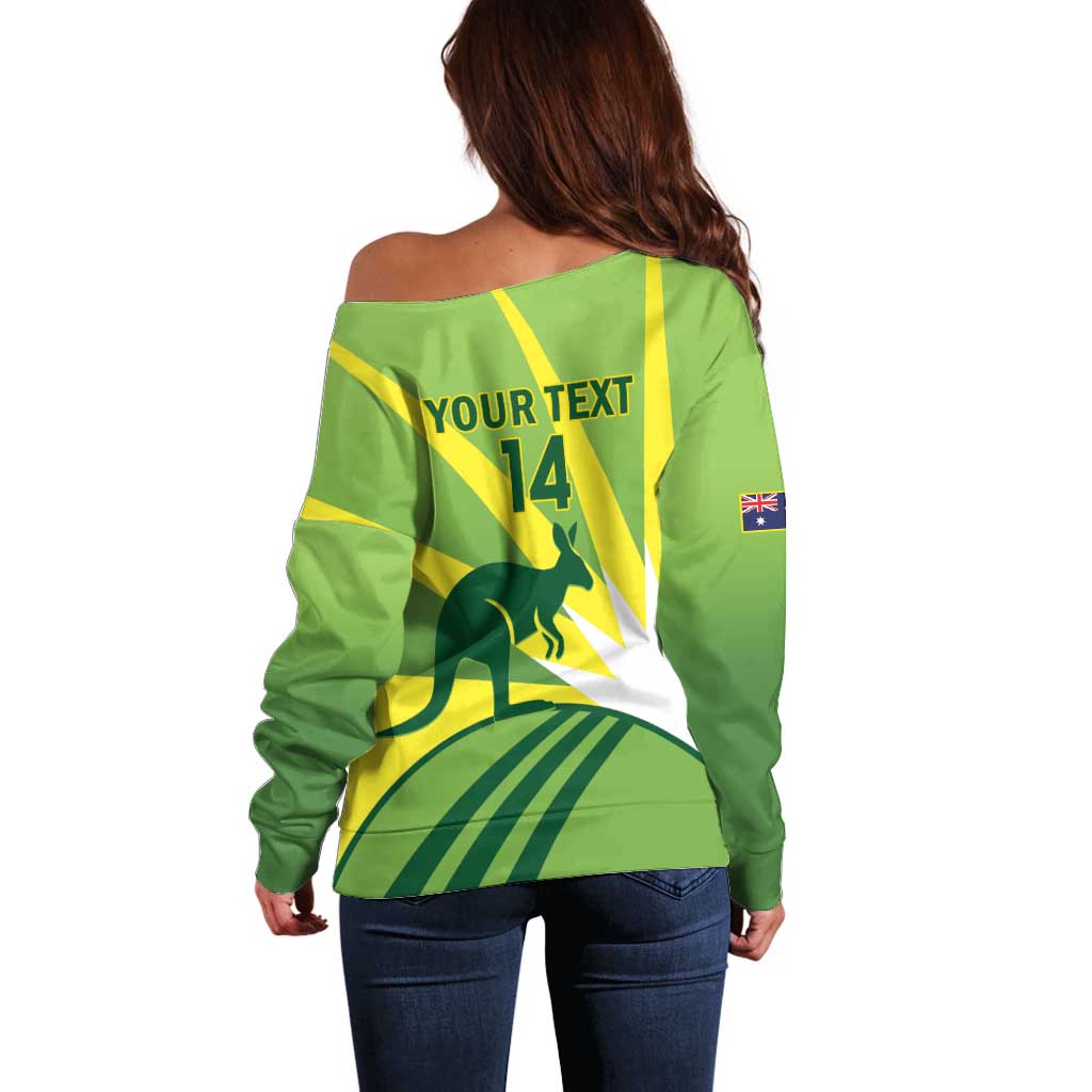 Custom Australia Cricket Off Shoulder Sweater Go Champions Aussies