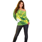 Custom Australia Cricket Off Shoulder Sweater Go Champions Aussies
