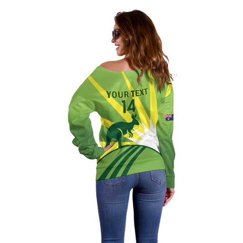 Custom Australia Cricket Off Shoulder Sweater Go Champions Aussies