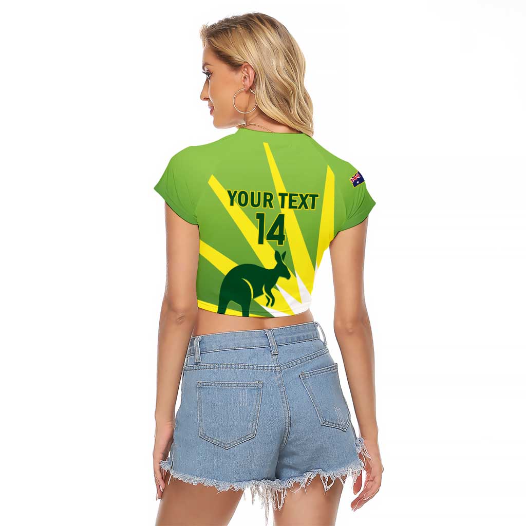 Custom Australia Cricket Raglan Cropped T Shirt Go Champions Aussies