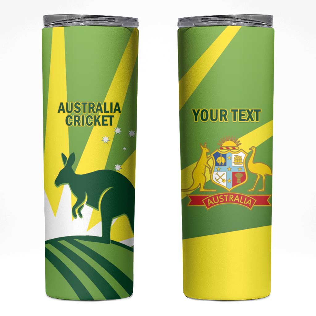Custom Australia Cricket Skinny Tumbler Go Champions Aussies