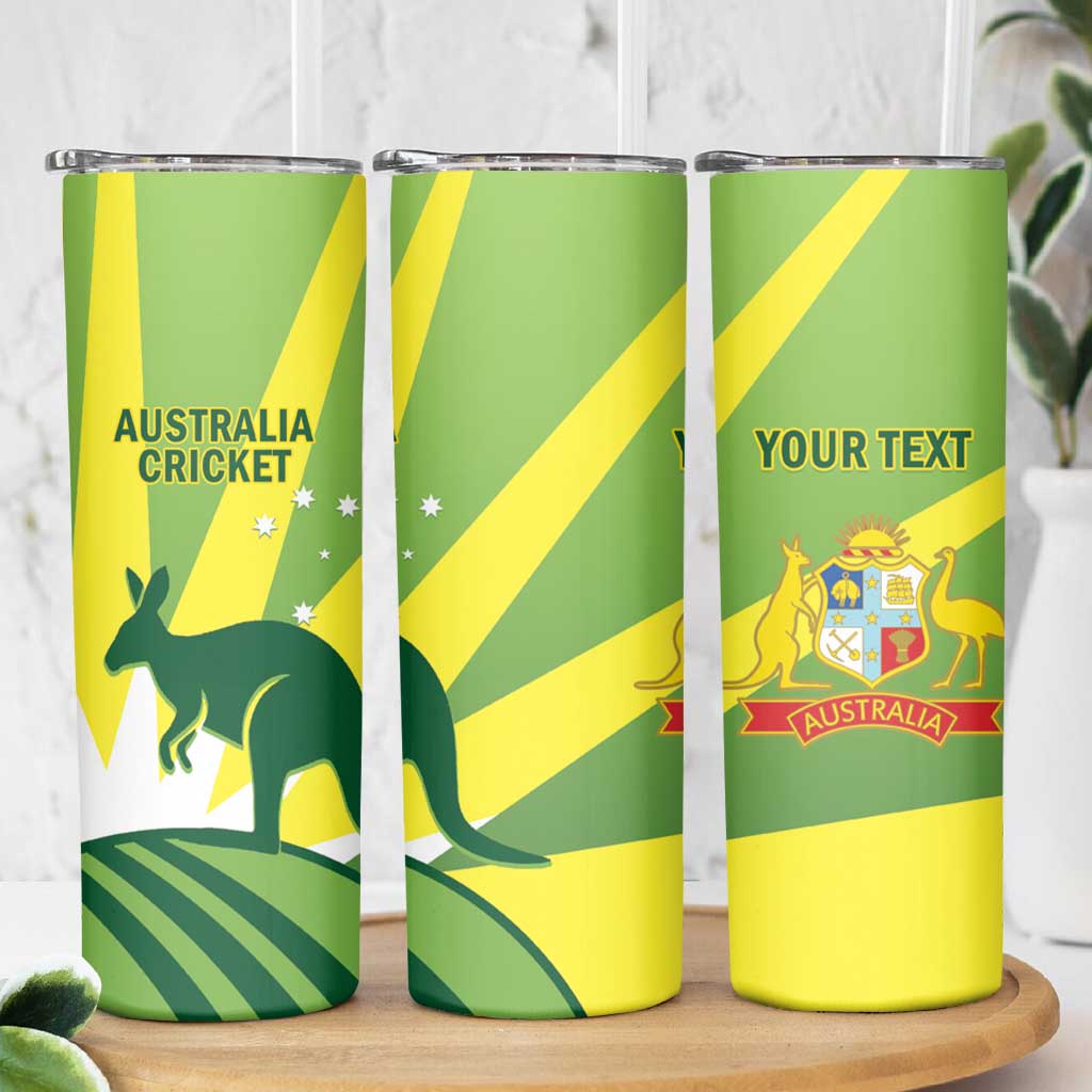 Custom Australia Cricket Skinny Tumbler Go Champions Aussies