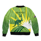 Custom Australia Cricket Sleeve Zip Bomber Jacket Go Champions Aussies