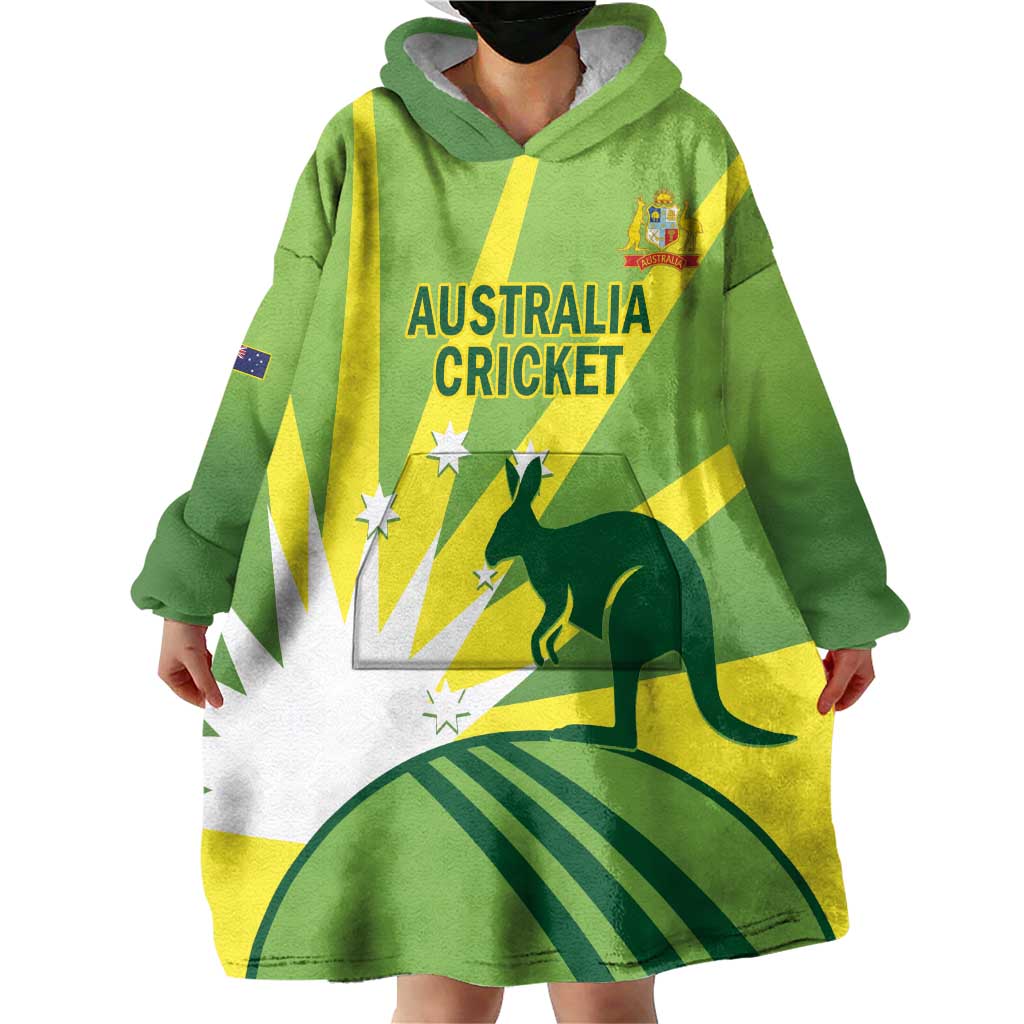 Custom Australia Cricket Wearable Blanket Hoodie Go Champions Aussies