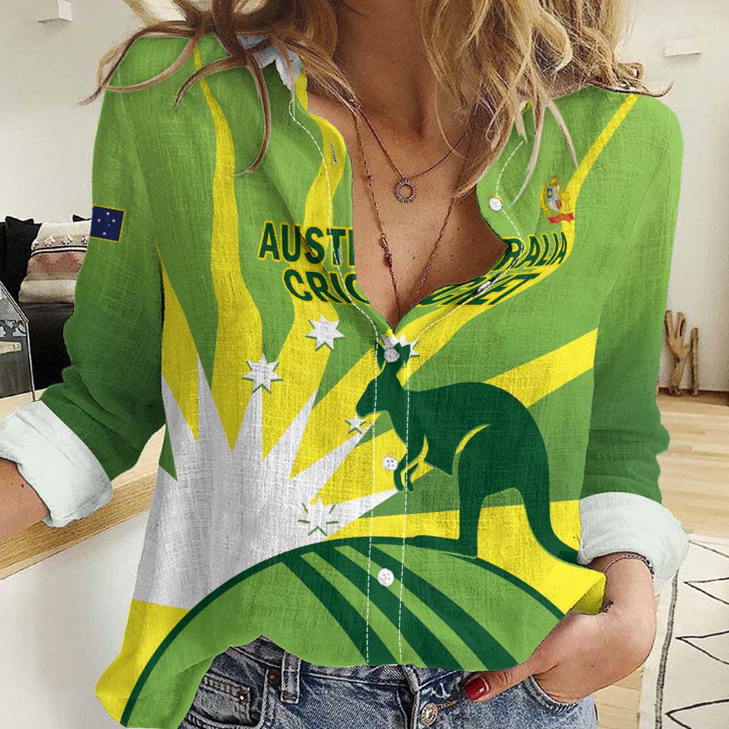 Custom Australia Cricket Women Casual Shirt Go Champions Aussies
