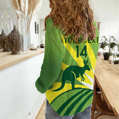 Custom Australia Cricket Women Casual Shirt Go Champions Aussies