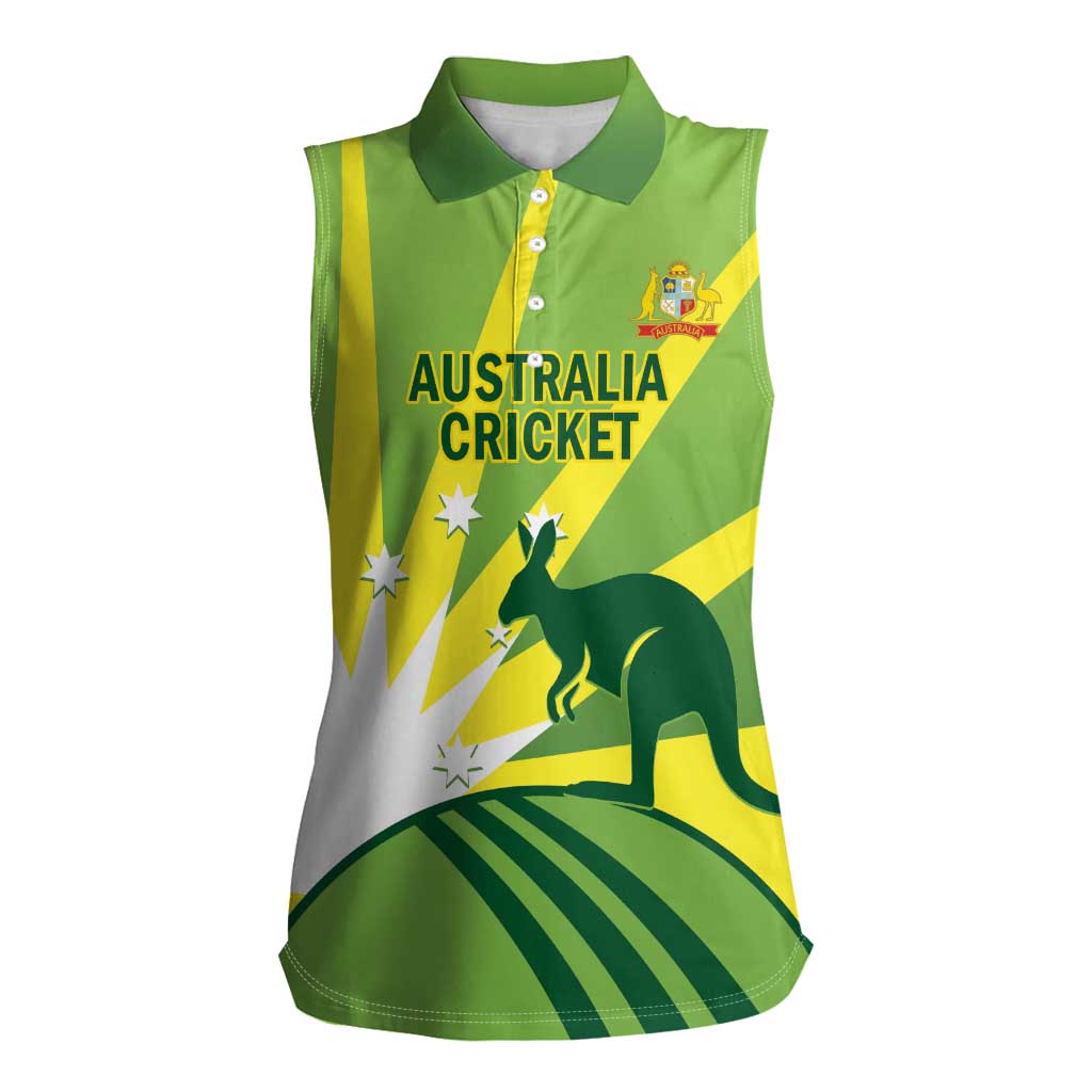 Custom Australia Cricket Women Sleeveless Polo Shirt Go Champions Aussies