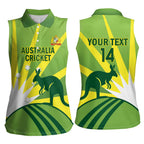Custom Australia Cricket Women Sleeveless Polo Shirt Go Champions Aussies