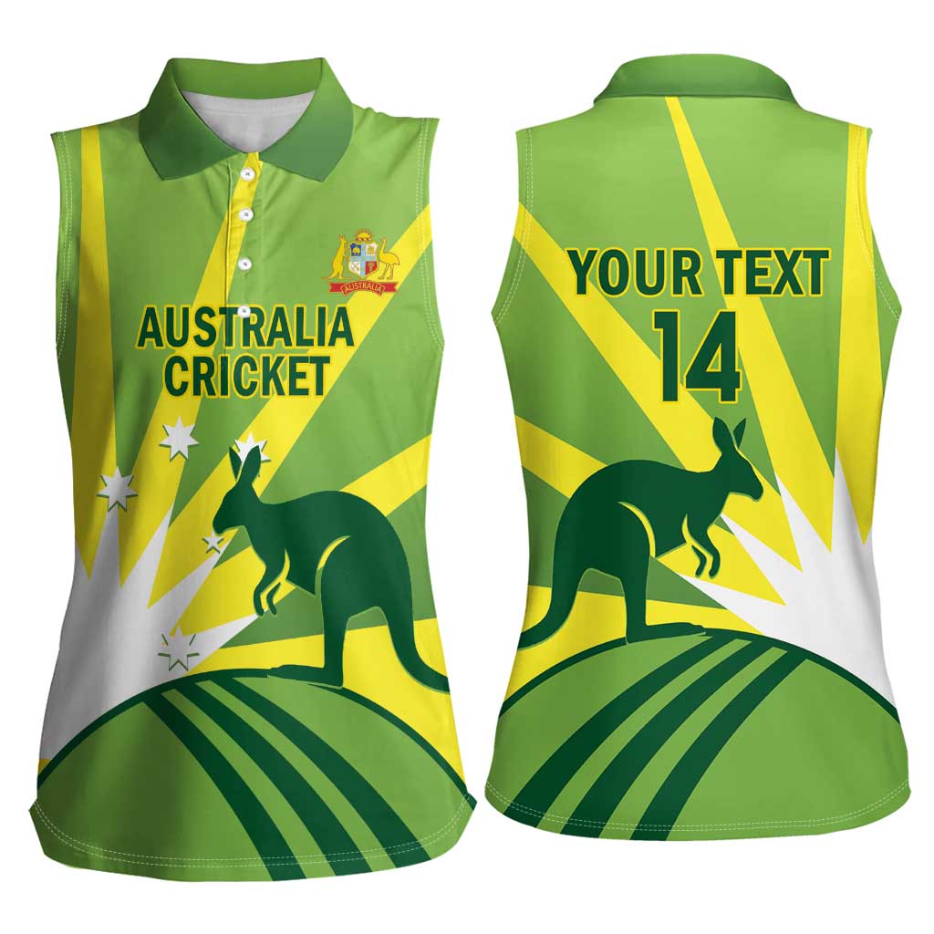 Custom Australia Cricket Women Sleeveless Polo Shirt Go Champions Aussies