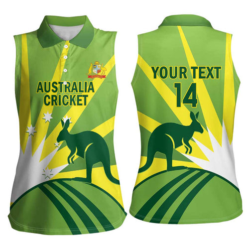 Custom Australia Cricket Women Sleeveless Polo Shirt Go Champions Aussies