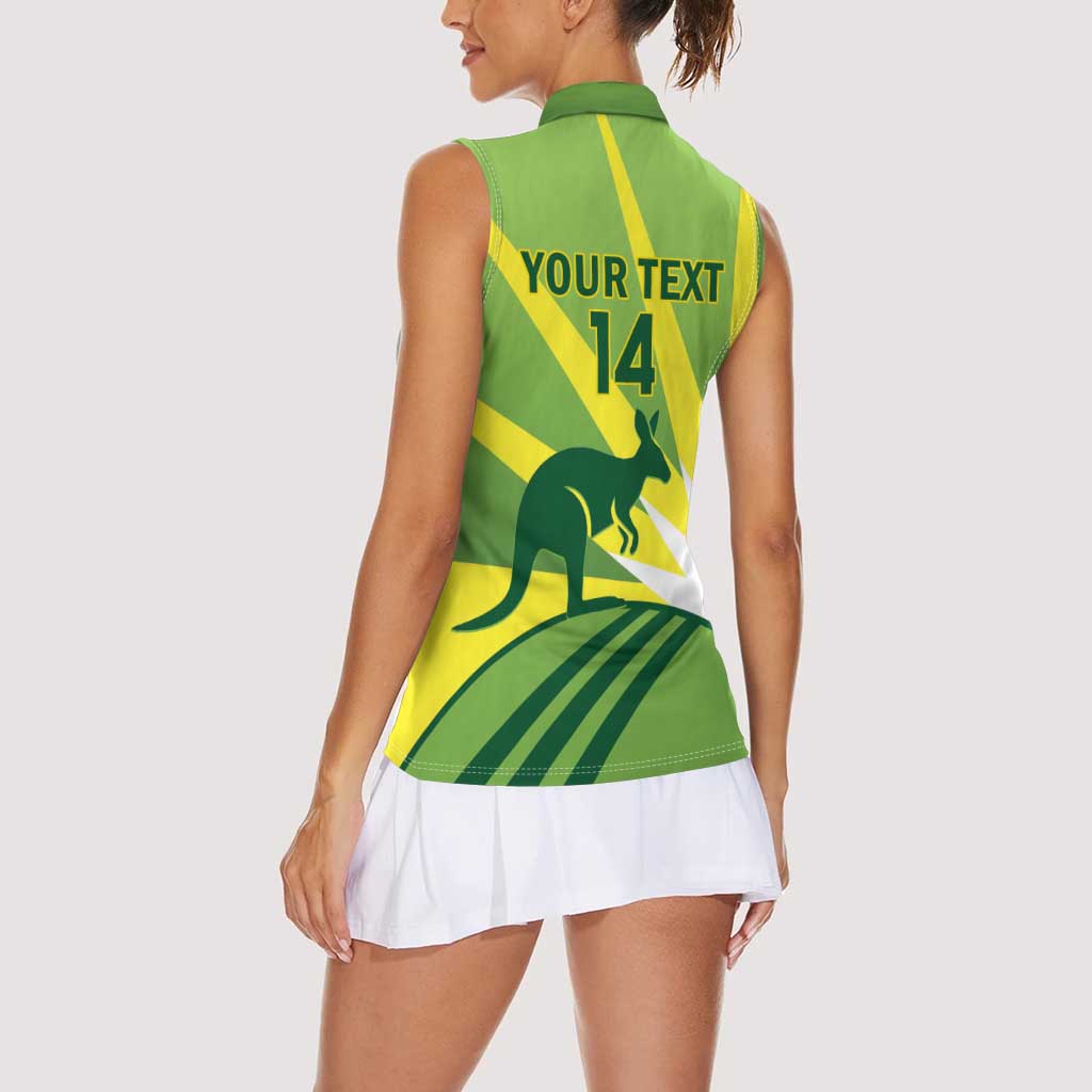 Custom Australia Cricket Women Sleeveless Polo Shirt Go Champions Aussies