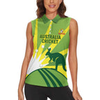 Custom Australia Cricket Women Sleeveless Polo Shirt Go Champions Aussies