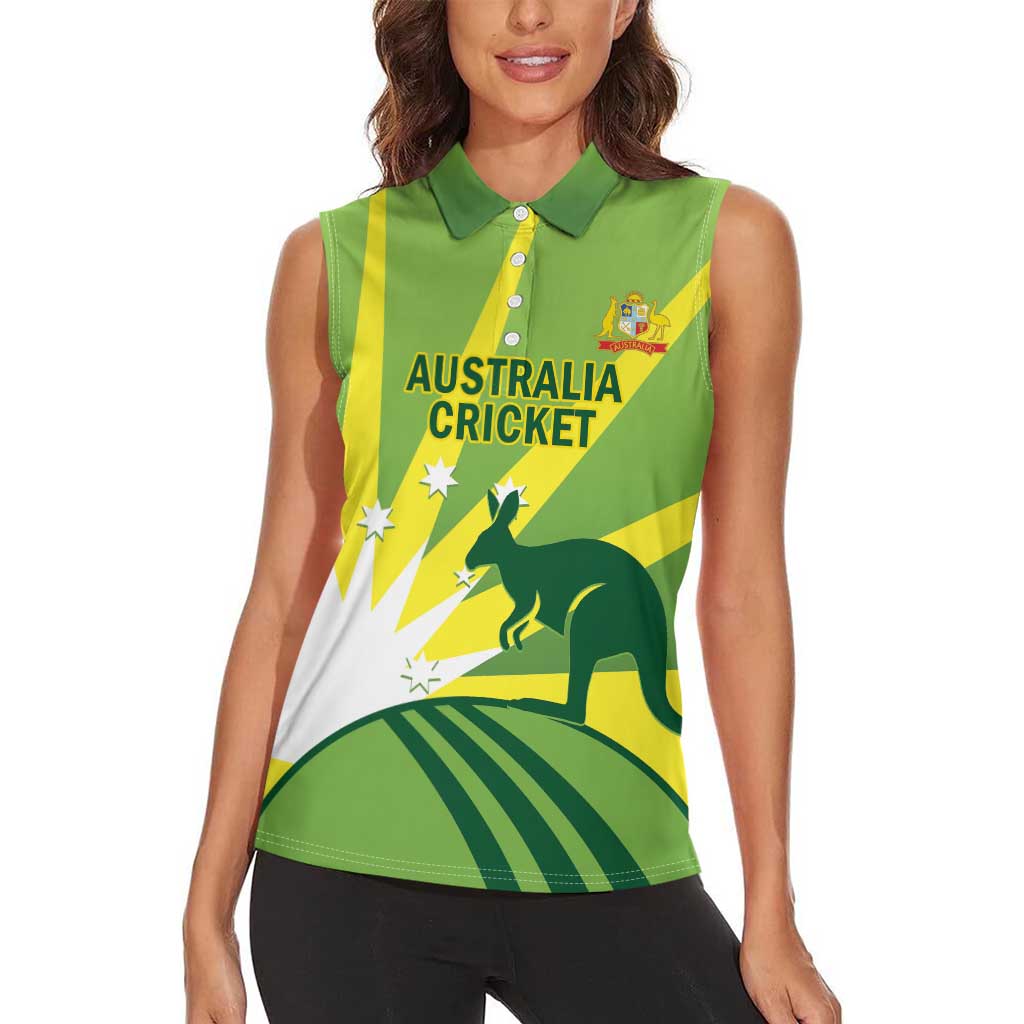 Custom Australia Cricket Women Sleeveless Polo Shirt Go Champions Aussies