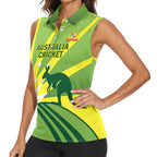 Custom Australia Cricket Women Sleeveless Polo Shirt Go Champions Aussies
