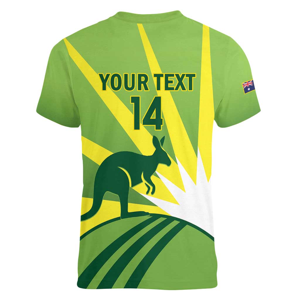 Custom Australia Cricket Women V-Neck T-Shirt Go Champions Aussies