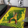 Custom Australia Cricket Area Rug Aussie Baggy Greens - Kangaroo Mascot Style