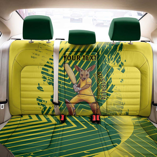 Custom Australia Cricket Back Car Seat Cover Aussie Baggy Greens - Kangaroo Mascot Style