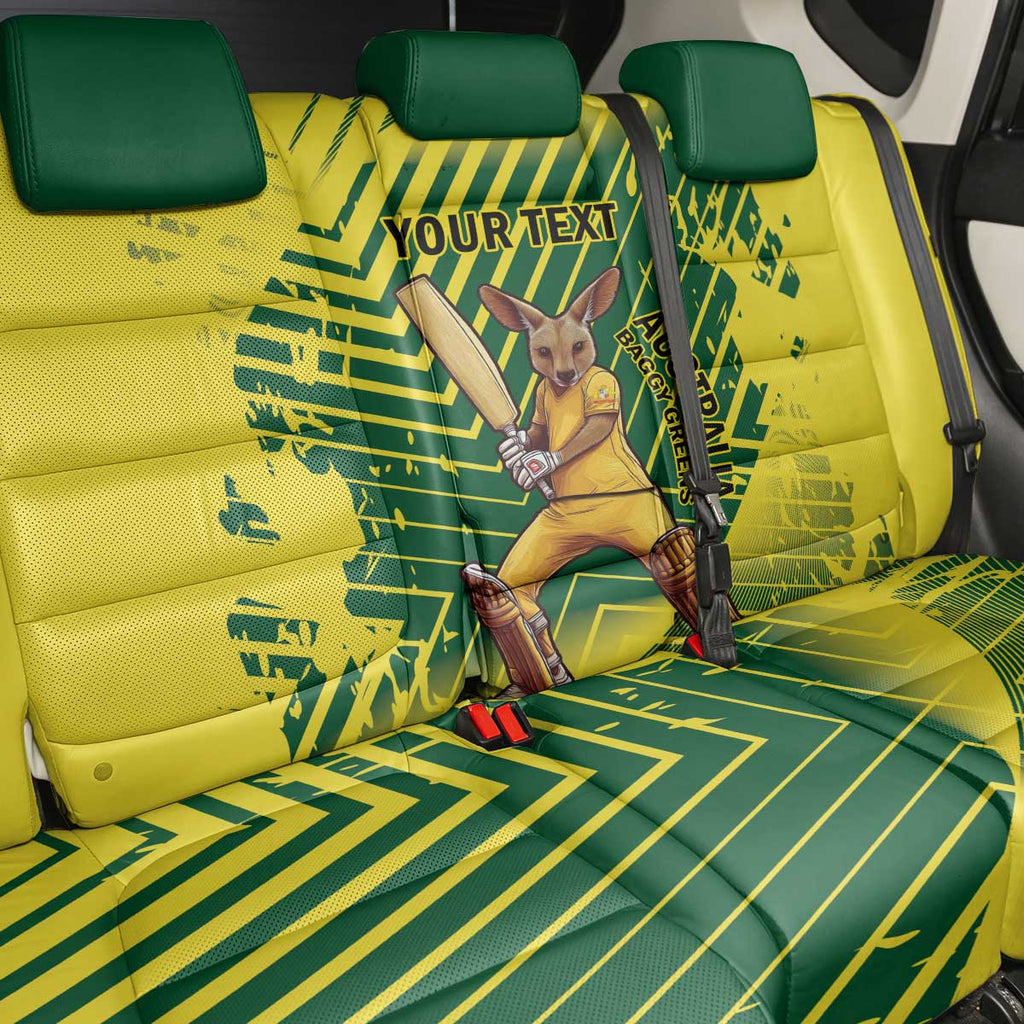 Custom Australia Cricket Back Car Seat Cover Aussie Baggy Greens - Kangaroo Mascot Style