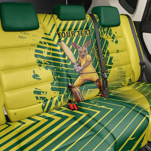 Custom Australia Cricket Back Car Seat Cover Aussie Baggy Greens - Kangaroo Mascot Style