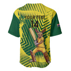 Custom Australia Cricket Baseball Jersey Aussie Baggy Greens - Kangaroo Mascot Style