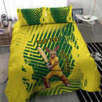 Custom Australia Cricket Bedding Set Aussie Baggy Greens - Kangaroo Mascot Style