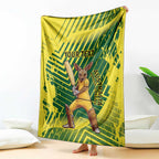 Custom Australia Cricket Blanket Aussie Baggy Greens - Kangaroo Mascot Style