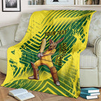 Custom Australia Cricket Blanket Aussie Baggy Greens - Kangaroo Mascot Style