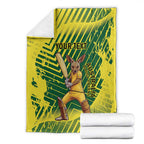 Custom Australia Cricket Blanket Aussie Baggy Greens - Kangaroo Mascot Style