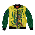 Custom Australia Cricket Bomber Jacket Aussie Baggy Greens - Kangaroo Mascot Style