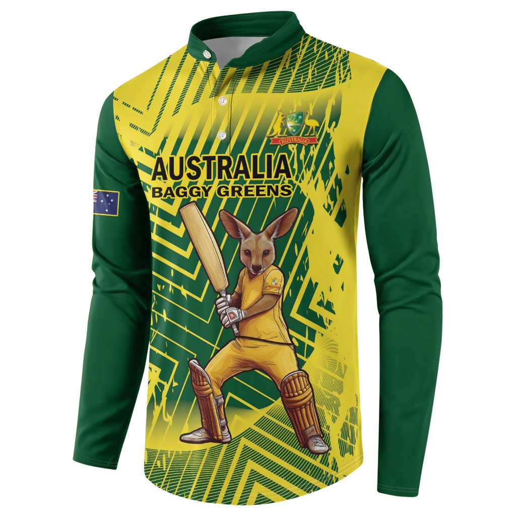 Custom Australia Cricket Button Sweatshirt Aussie Baggy Greens - Kangaroo Mascot Style