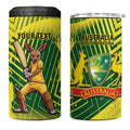 Custom Australia Cricket 4 in 1 Can Cooler Tumbler Aussie Baggy Greens - Kangaroo Mascot Style