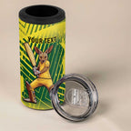 Custom Australia Cricket 4 in 1 Can Cooler Tumbler Aussie Baggy Greens - Kangaroo Mascot Style