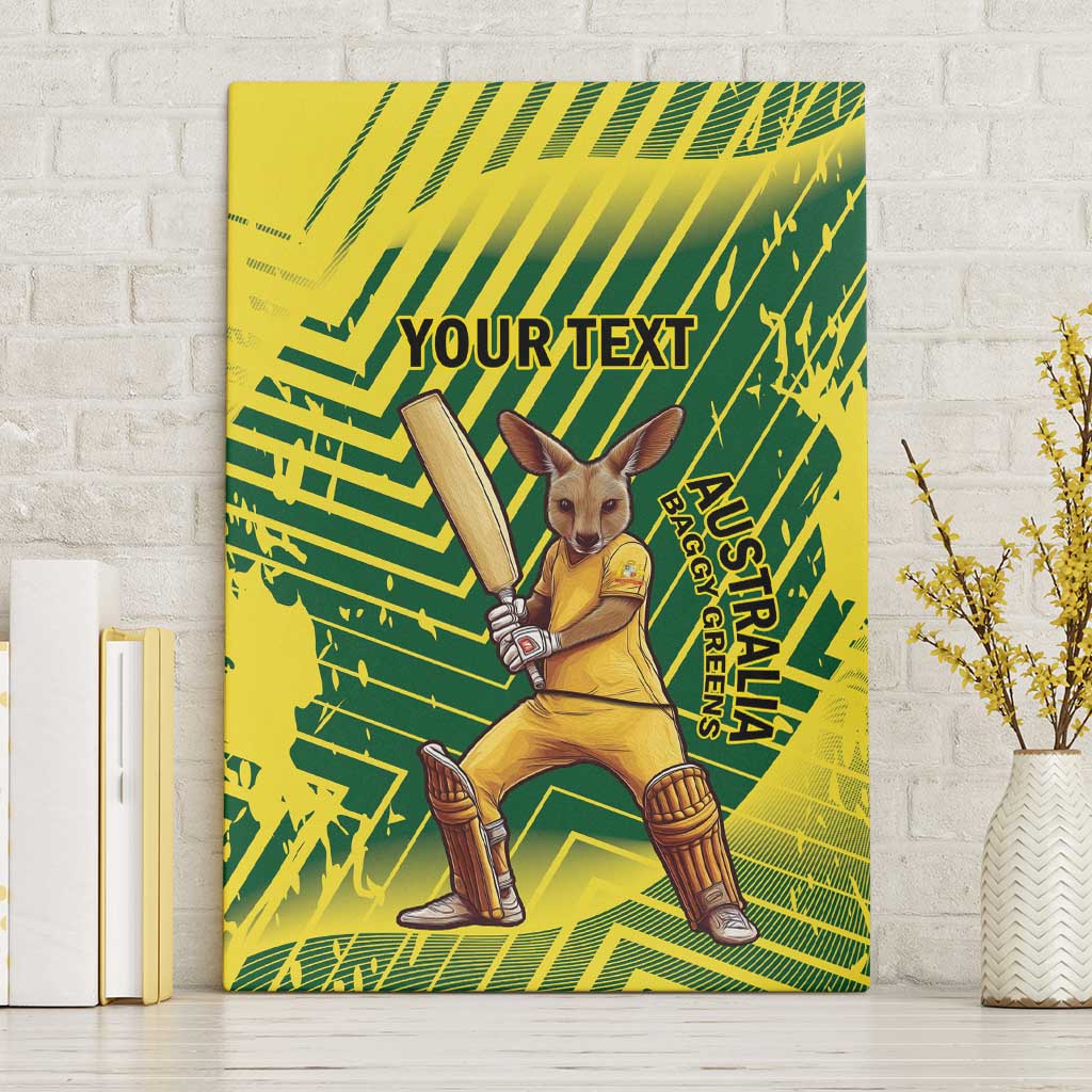Custom Australia Cricket Canvas Wall Art Aussie Baggy Greens - Kangaroo Mascot Style