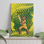Custom Australia Cricket Canvas Wall Art Aussie Baggy Greens - Kangaroo Mascot Style