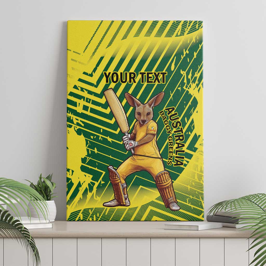 Custom Australia Cricket Canvas Wall Art Aussie Baggy Greens - Kangaroo Mascot Style