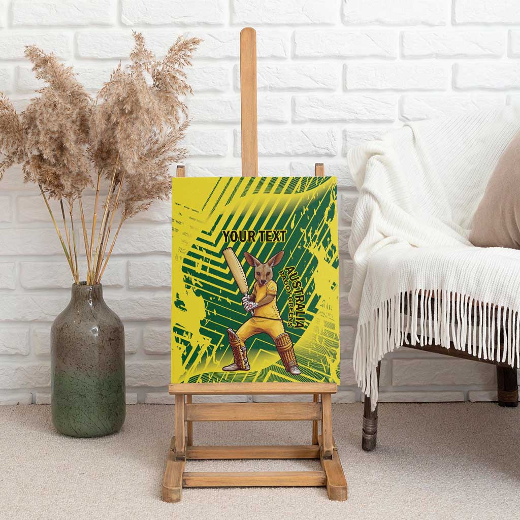 Custom Australia Cricket Canvas Wall Art Aussie Baggy Greens - Kangaroo Mascot Style