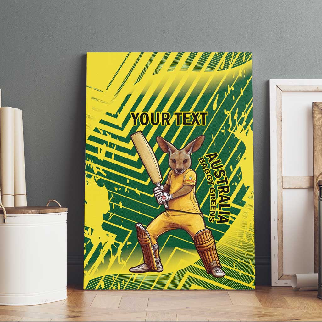 Custom Australia Cricket Canvas Wall Art Aussie Baggy Greens - Kangaroo Mascot Style