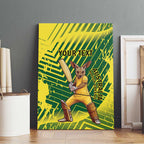 Custom Australia Cricket Canvas Wall Art Aussie Baggy Greens - Kangaroo Mascot Style