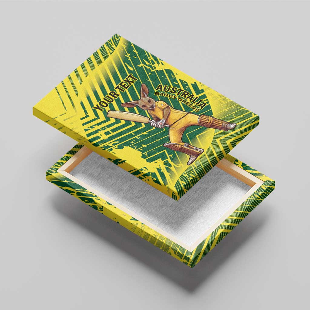 Custom Australia Cricket Canvas Wall Art Aussie Baggy Greens - Kangaroo Mascot Style