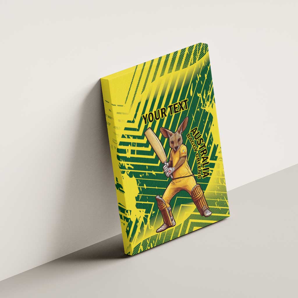 Custom Australia Cricket Canvas Wall Art Aussie Baggy Greens - Kangaroo Mascot Style