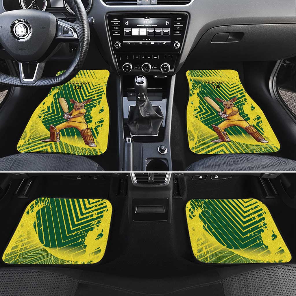 Custom Australia Cricket Car Mats Aussie Baggy Greens - Kangaroo Mascot Style