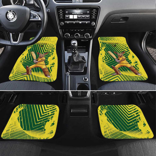 Custom Australia Cricket Car Mats Aussie Baggy Greens - Kangaroo Mascot Style